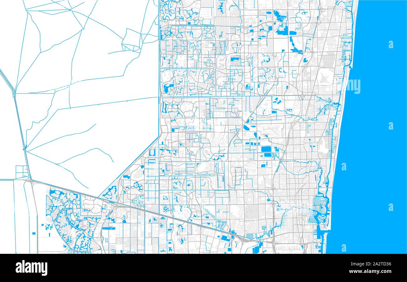 Rich detailed vector area map of Tamarac, Florida, USA. Map template
