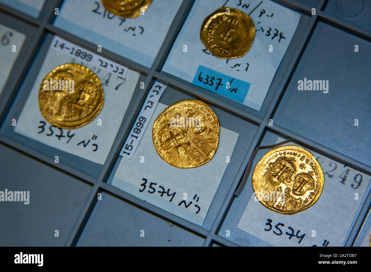 Ancient gold coins Israel Antiquities Authority Stock Photo
