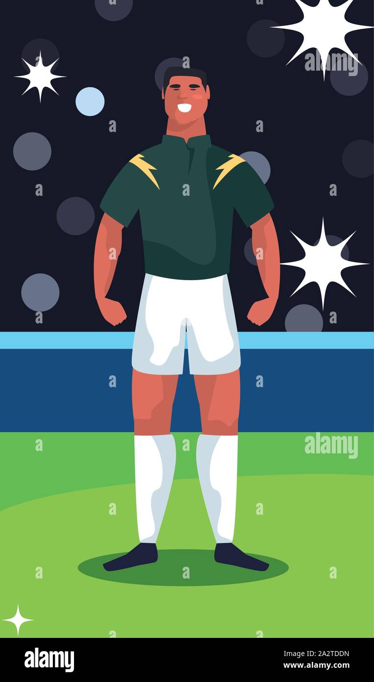 soccer player man standing in stadium vector illustration design Stock ...