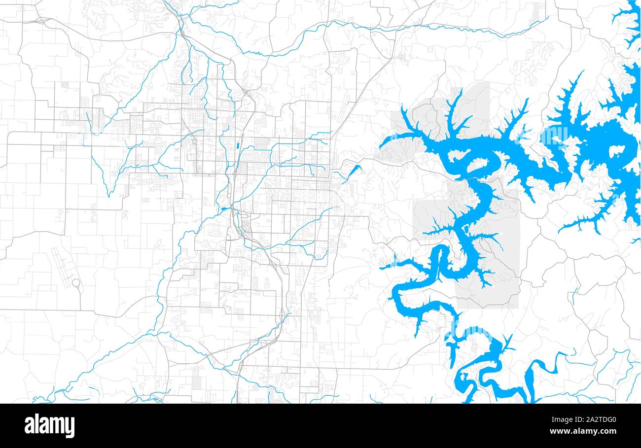 Rich detailed vector area map of Rogers, Arkansas, USA. Map template for home decor Stock Vector
