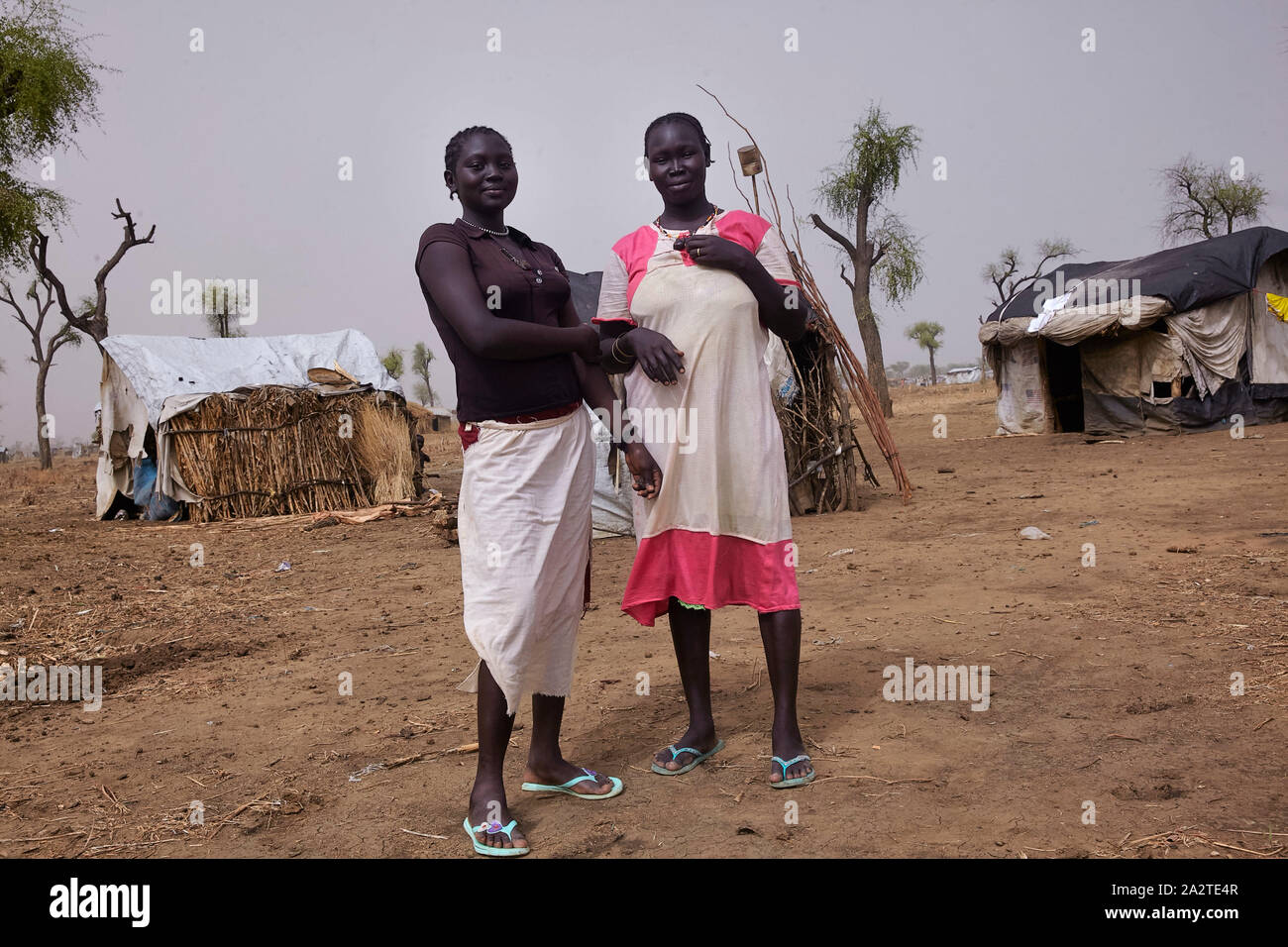 South Sudan Maban Refugees near there tents  Photo Jaco Klamer15-03-2016 Stock Photo