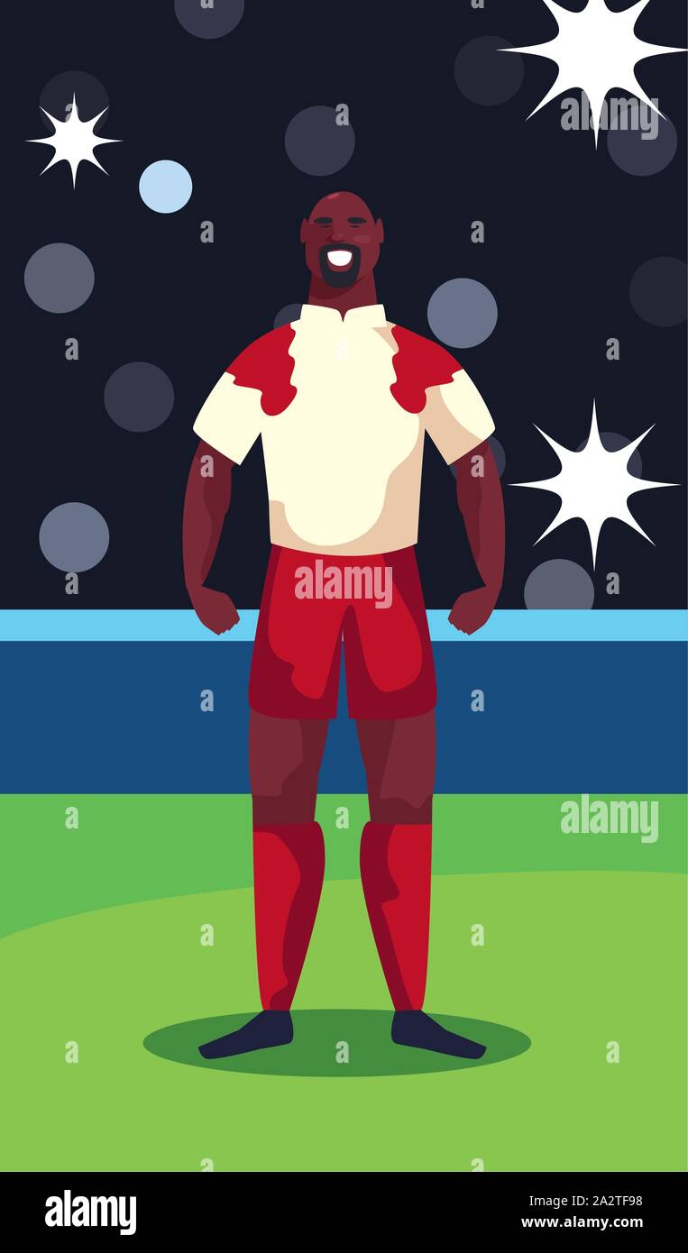 soccer player man standing in stadium vector illustration design Stock ...