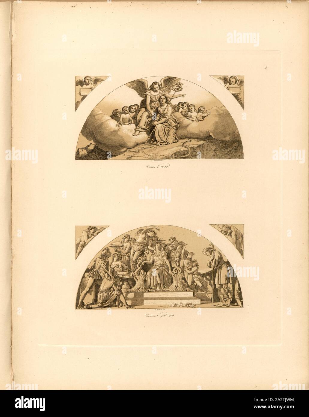 Comus, V. 1022, Comus 910-919, Murals with scenes from the poem 'Masque of Comus' by John Milton (Pavilion, Buckingham Palace Gardens), signed: C. L. Eastlake, RA; D. Maclise, RA, Taf. 10, 9, after p. 11, Eastlake, Charles L.; Maclise, Daniel, Ludwig Gruner; Anna Jameson: The decorations of the garden-pavilion in the grounds of Buckingham Palace. London: publ. by John Murray; Longman & Co.; P. & D. Colnaghi; F. G. Moon; and L. Gruner, MDCCCXLVI Stock Photo