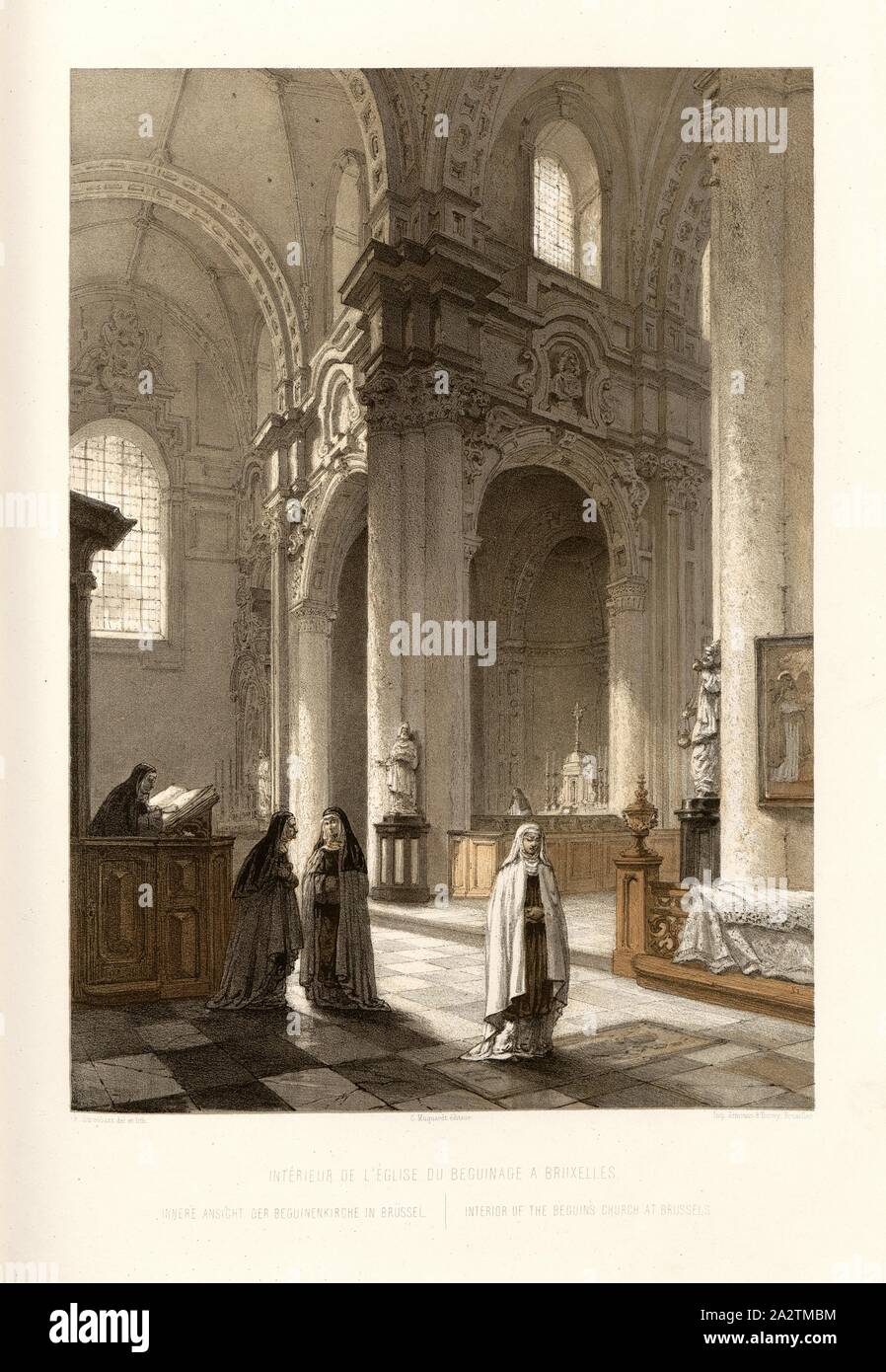 Interior of Beguinage Church in Brussels, Saint-Jean-Baptiste-au-Béguinage  church in Brussels, Signed: F. Stroobant del. Et lith, Muquart éditeur;  Imp. Simonau & Toovey, Fig. 6, Stroobant, F. (del. et lith.); Simonau et  Toovey (