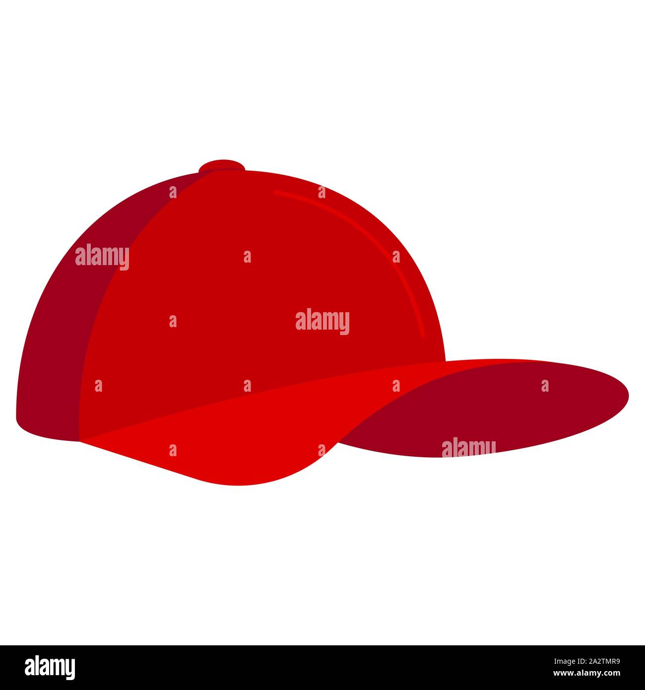 Red baseball cap icon flat style vector illustration isolated on white  background. Young men women sport hat side view Stock Vector Image & Art -  Alamy