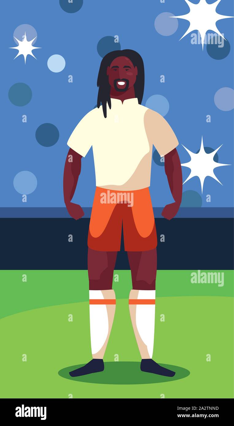 soccer player man standing in stadium vector illustration design Stock ...