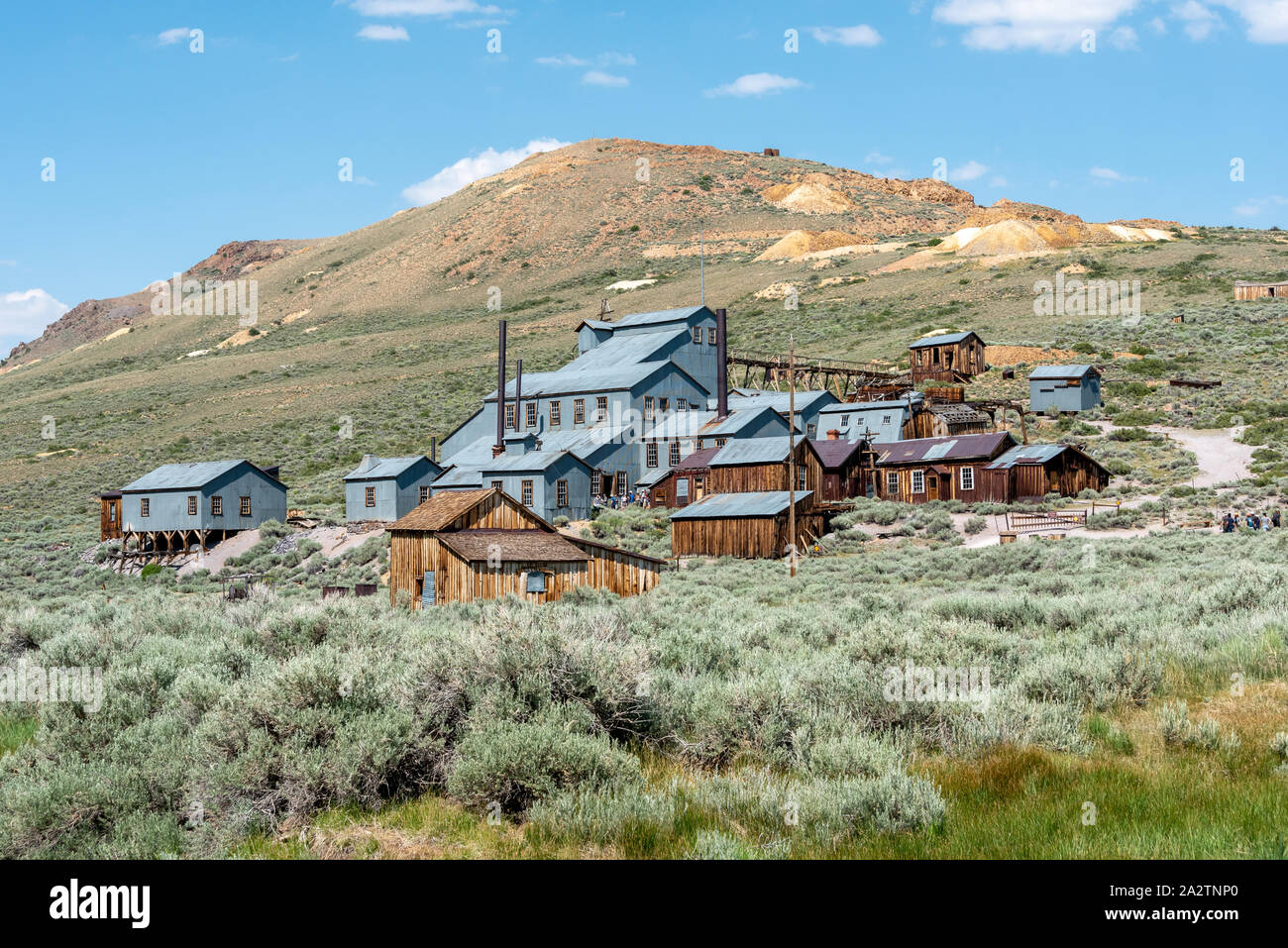 Standard Consolidated Mining Company Stamp Mill at Bodie State Historic Park near Highway 395 in the Eastern Sierra of California. Stock Photo