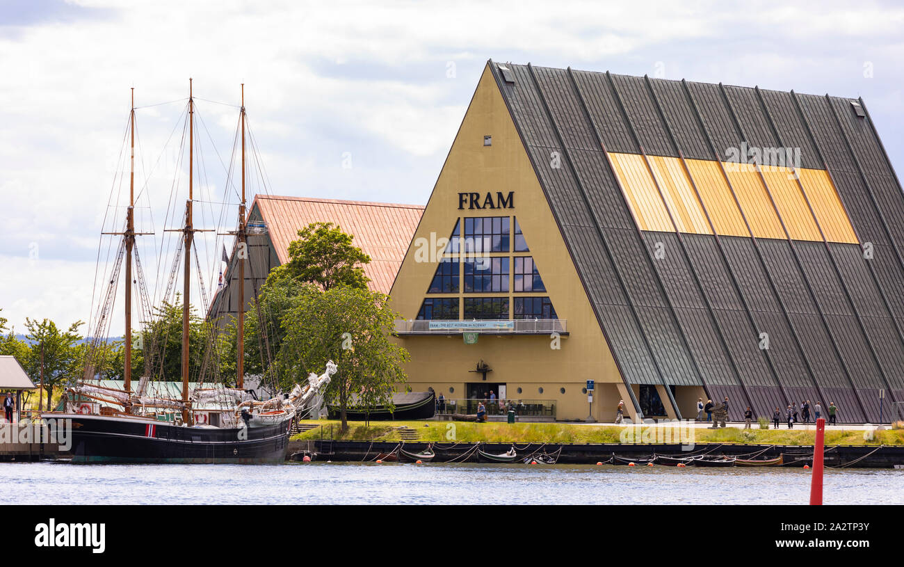 OSLO, NORWAY - Fram ship museum, Oslo waterfront. Stock Photo