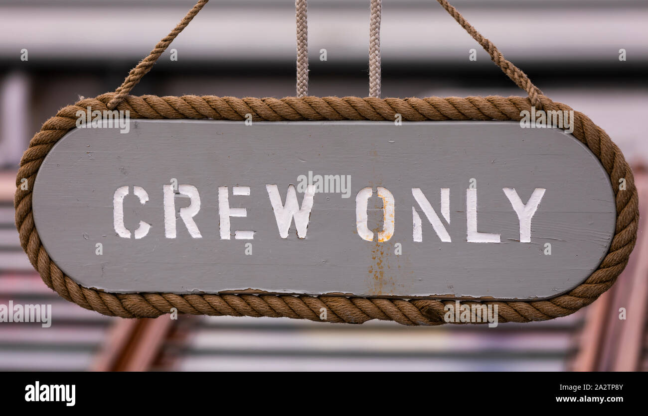 OSLO, NORWAY - Crew Only sign, on boat Stock Photo - Alamy
