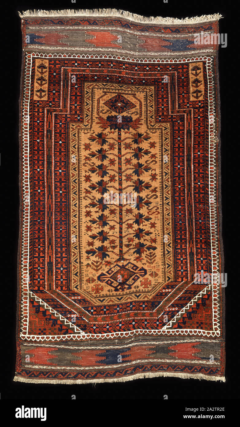 prayer rug, Baluchi people, late 19th century, wool, 28 x 40 in., 71.1 ...