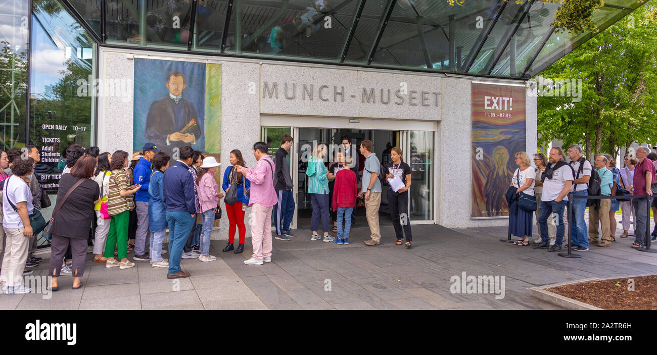 OSLO, NORWAY - Visitors at entrance to Munch Museum in Toyen. Stock Photo