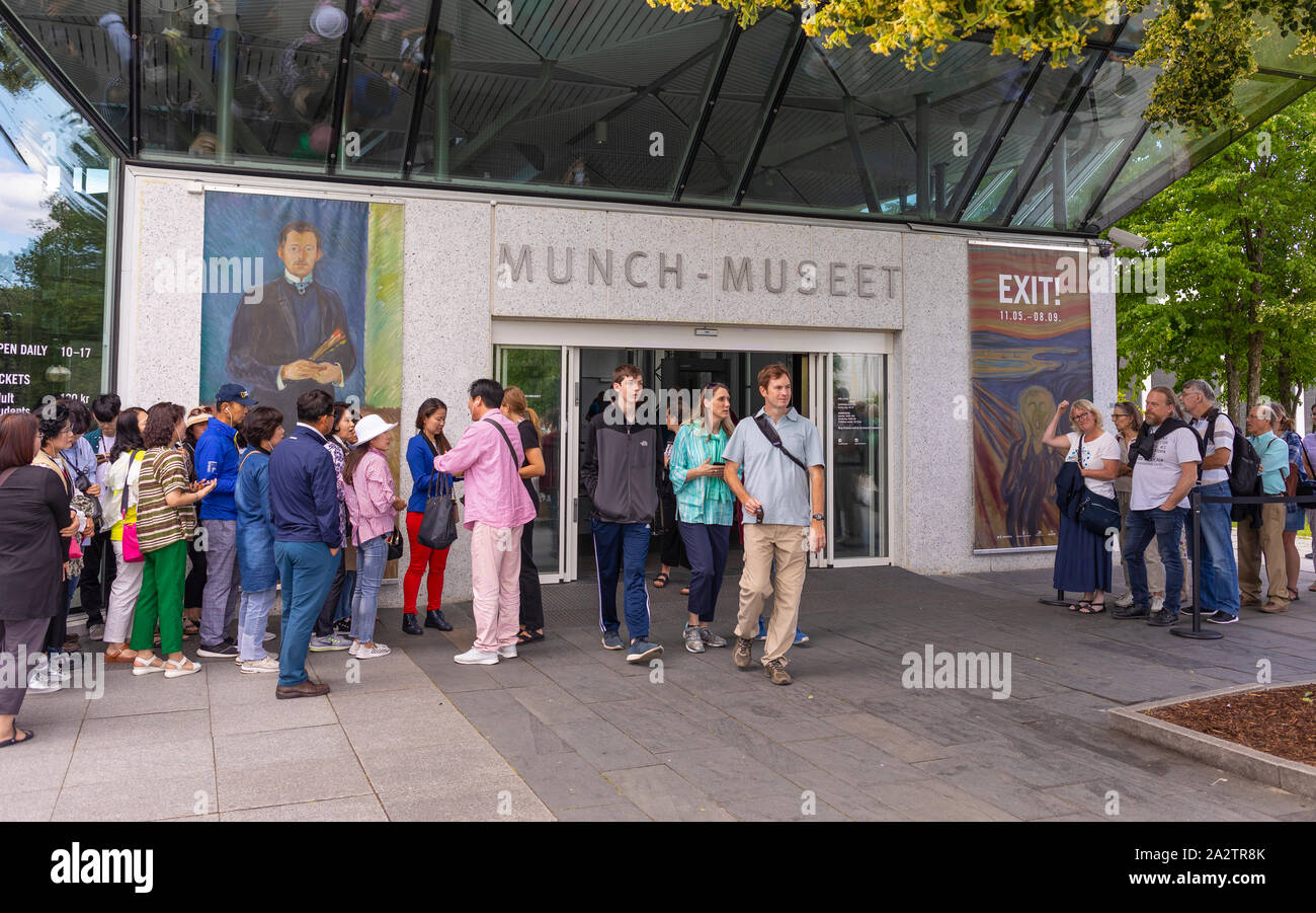 OSLO, NORWAY - Visitors at entrance to Munch Museum in Toyen. Stock Photo