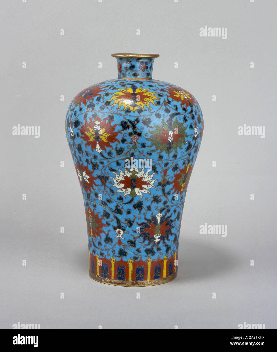 cloisonne vase with floral design, Unknown, Ming dynasty, 1550-1600, cloisonné, Asian Art Stock Photo