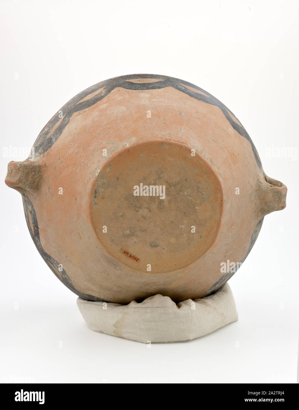 wide mouth storage jar with bands and lozenge-spiral design, Neolithic, Neolithic, about 2200-2000 B.C.E., earthenware and paint, Machang type, 10-1/2 x 13 x 11-1/4 in., Asian Art Stock Photo
