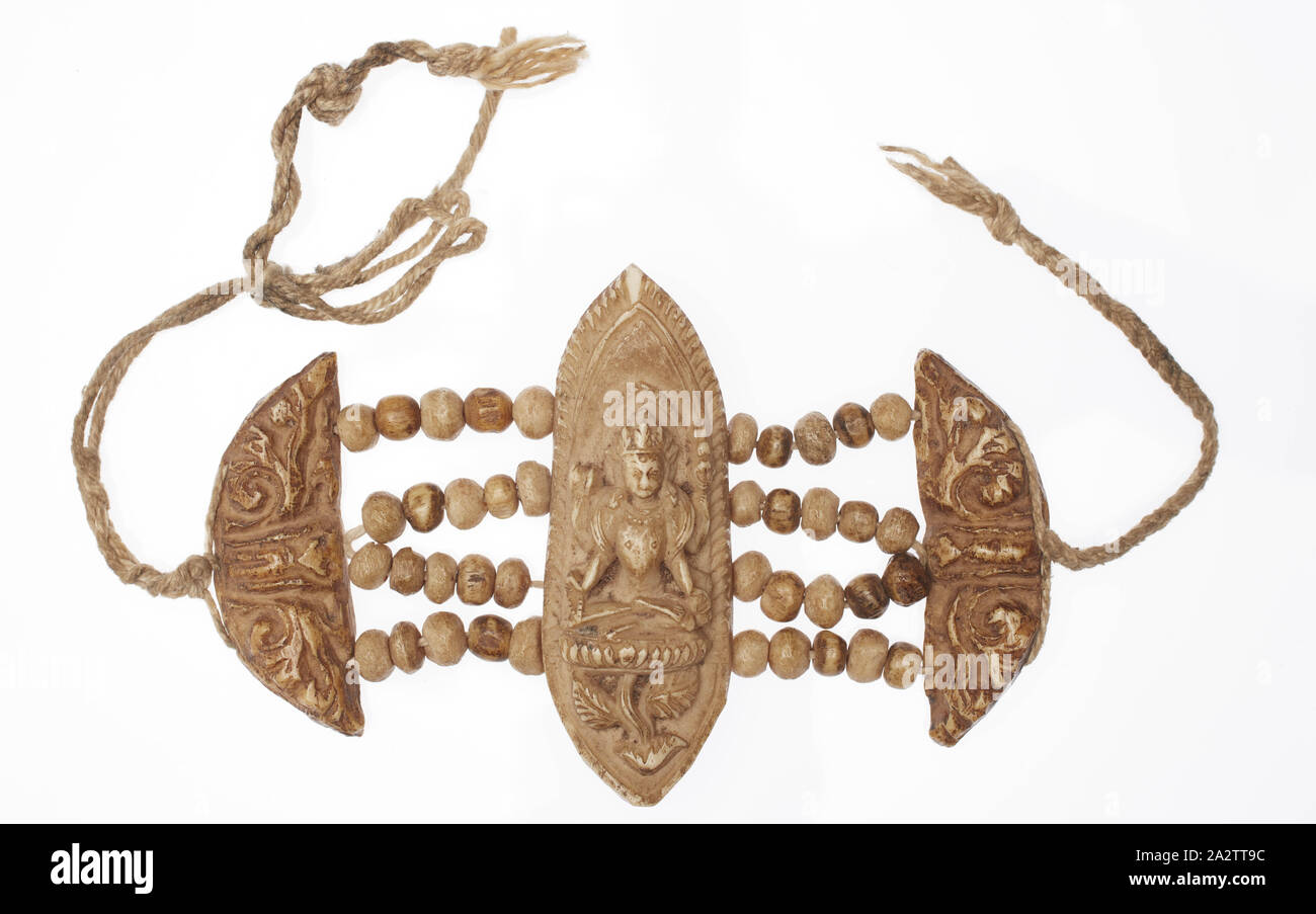 Buddhist ceremonial bracelet, 1800s, bones, cotton, 3-1/2 x 3-1/2 in ...