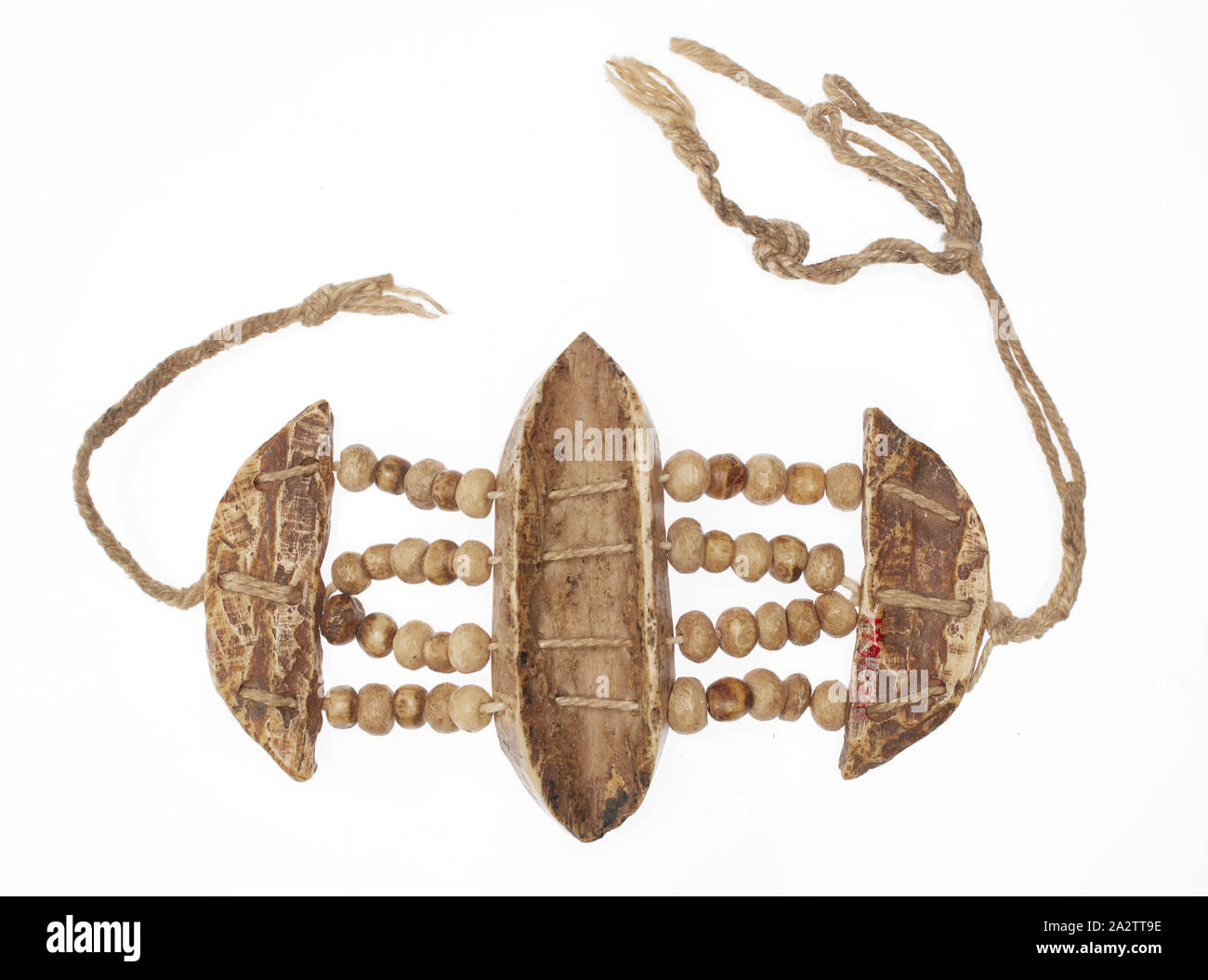 Buddhist ceremonial bracelet, 1800s, bones, cotton, 3-1/2 x 3-1/2 in ...