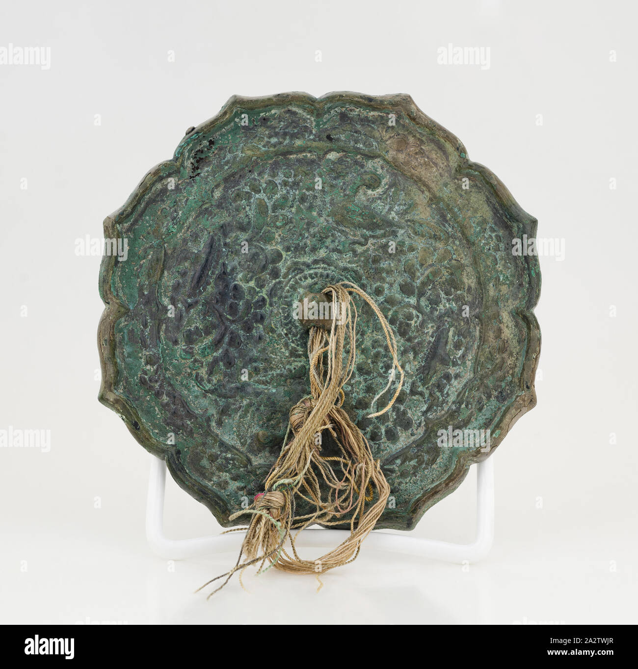 mirror, bronze, diam. 4-1/2 in, Asian Art Stock Photo