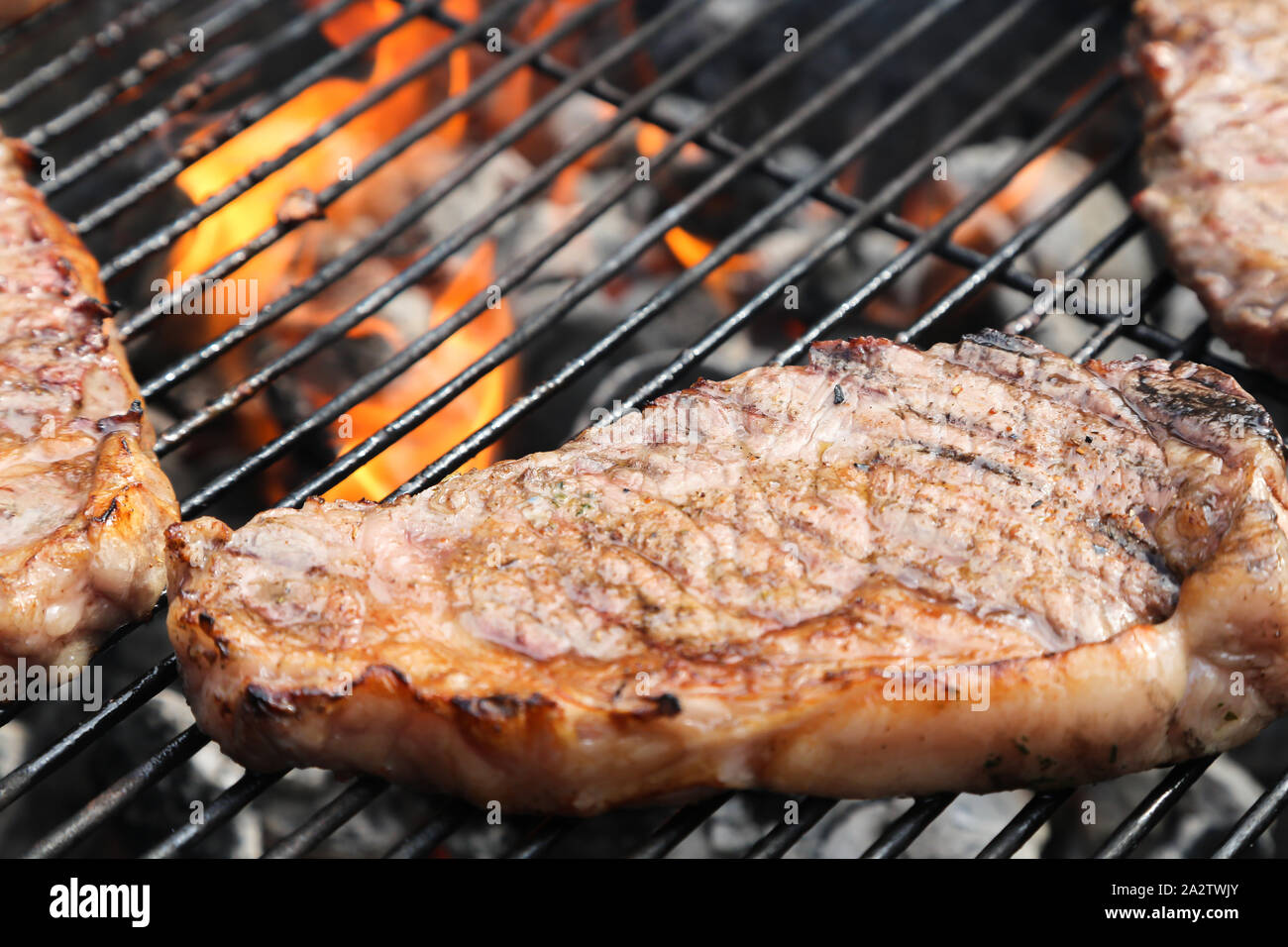 rump steaks on the grill Stock Photo Alamy