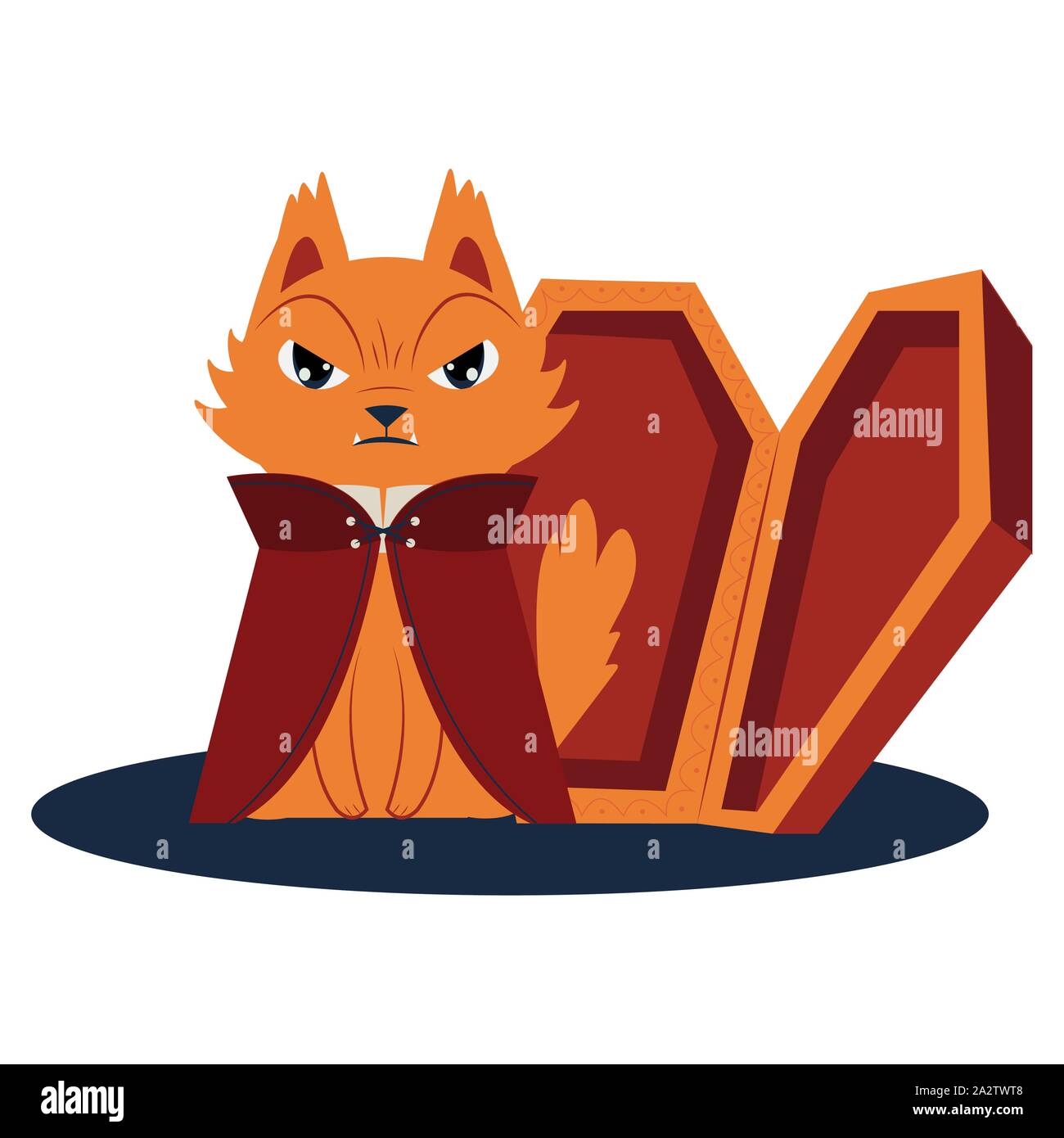 halloween cat mascot with dracula costume and coffin Stock Vector Image ...