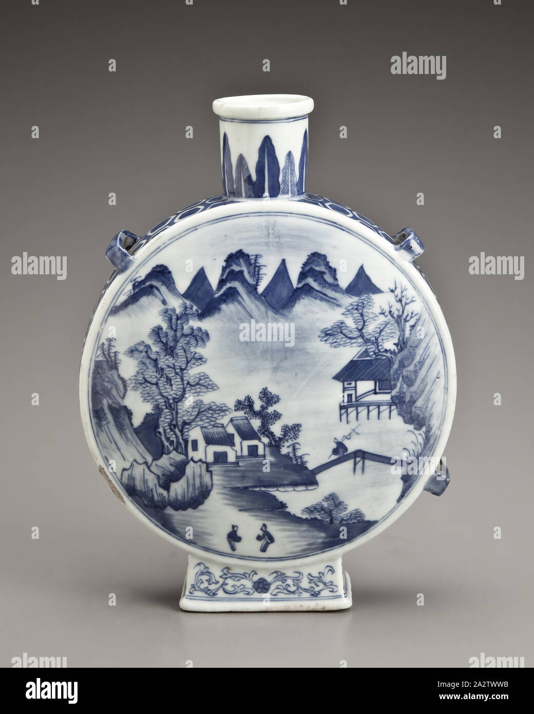 pilgrim flask, porcelain, glaze, H: 9-1/2 in., Asian Art Stock Photo