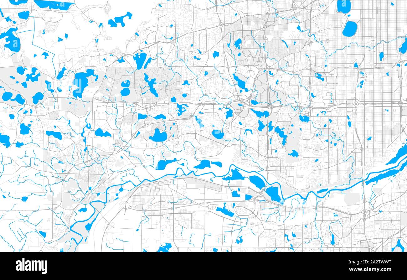 Rich detailed vector area map of Eden Prairie, Minnesota, USA. Map