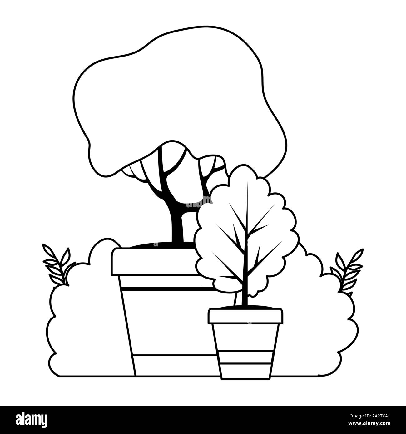 autumn plants in ceramic pots seasonal icon Stock Vector Image & Art ...