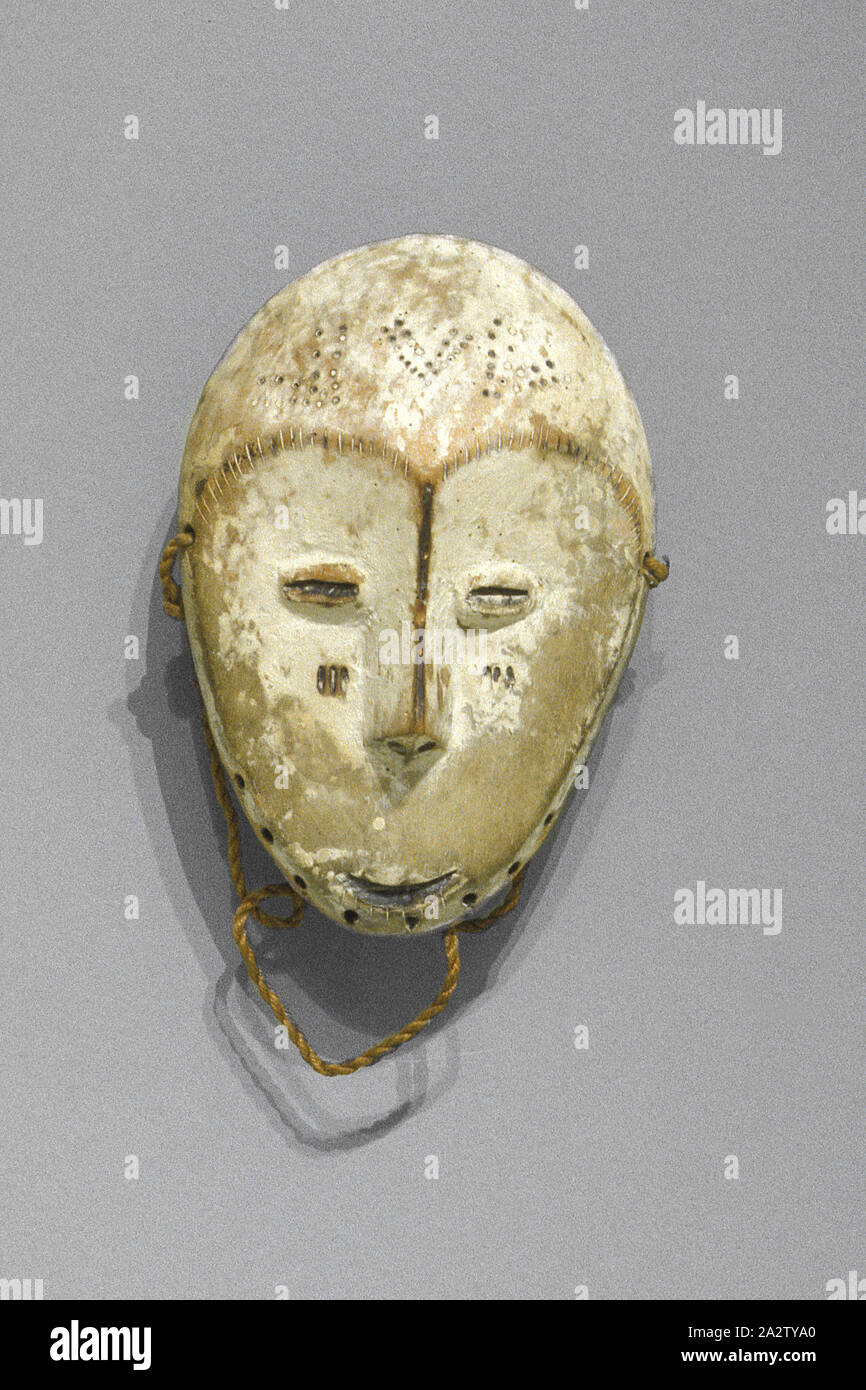 mask for Bwami society, Lega people, 20th century, wood, pigment, fiber ...