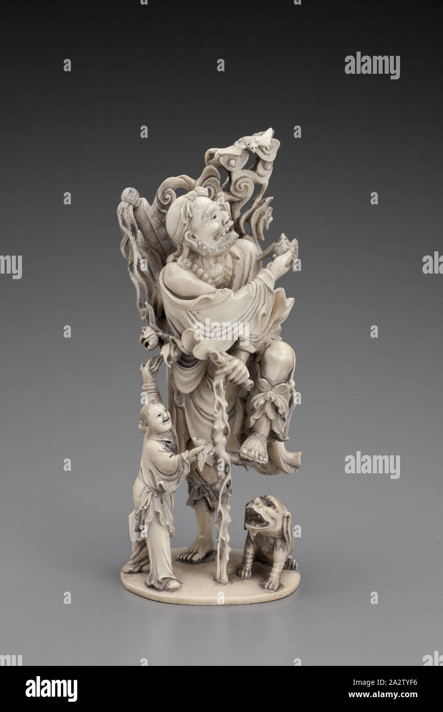 Figural Group, ivory, 10 in., Asian Art Stock Photo