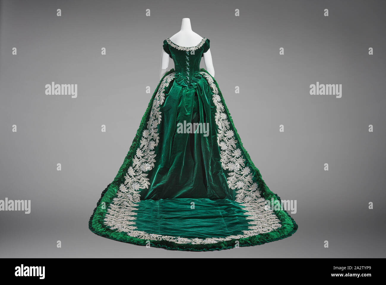 sachin and babi light blue dress Imperial Russian court dress, Charles Frederick Worth, Designer (English,  1825-1895), about 1888, silk velvet, silver lamé moiré, embroidered with  clear glass crystals, silver sequins, silver foil, silver strips, A)  bodice: shoulder to