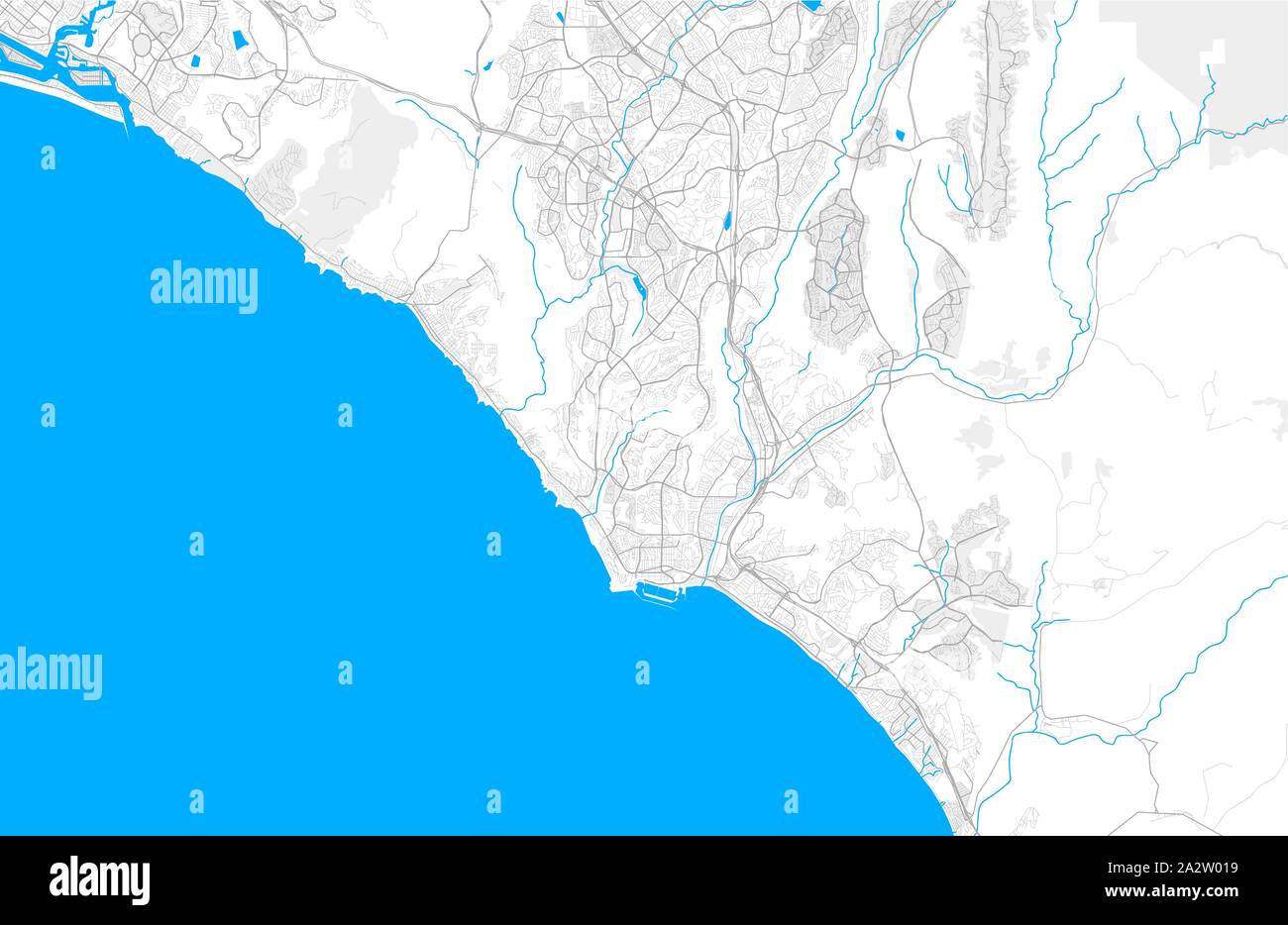 Rich detailed vector area map of Laguna Niguel, California, USA. Map template for home decor. Stock Vector