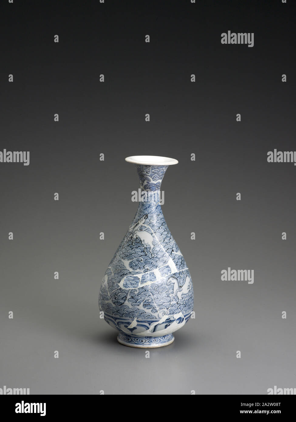 vase with horses on water design, Yuan dynasty, Yuan dynasty, late 1300s, porcelain with underglaze blue, H: 11-5/8 in., 29.5 cm., Asian Art Stock Photo