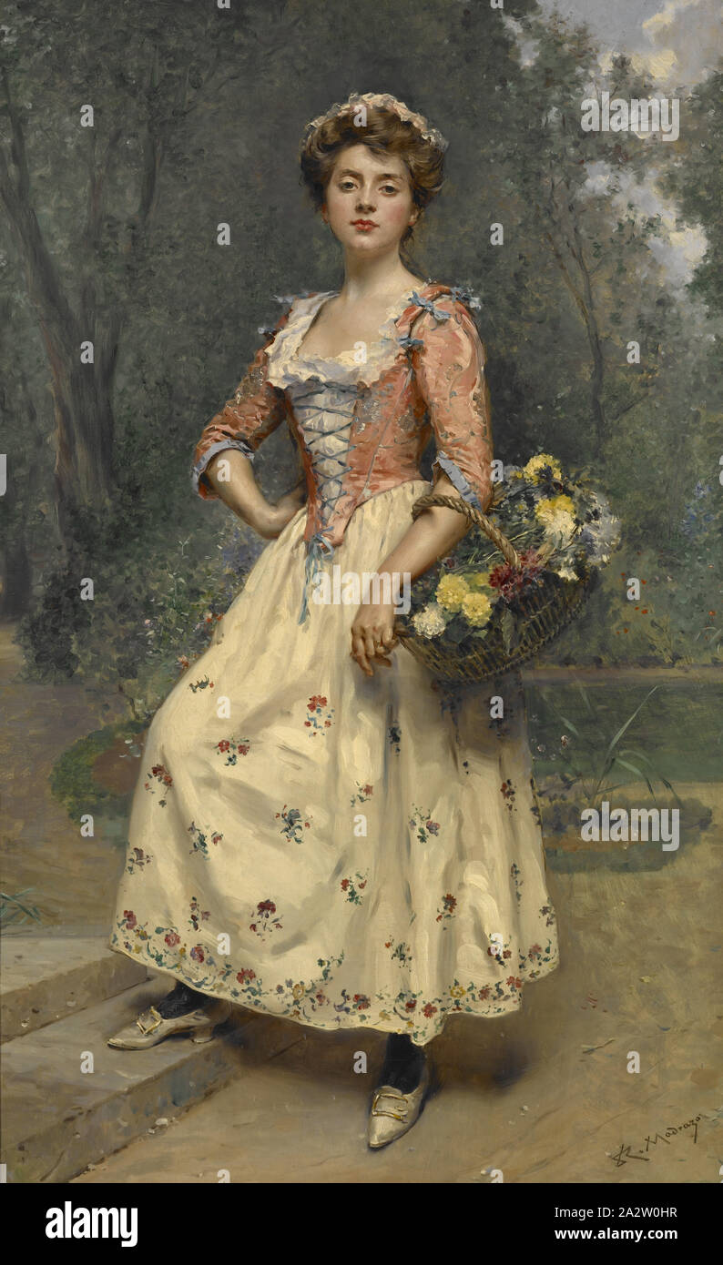 Spring Beauty, Raimundo de Madrazo y Garreta (Spanish, 1841-1920), oil on canvas, 36-9/16 x 22-15/16 in., European Painting and Sculpture 1800-1945 Stock Photo