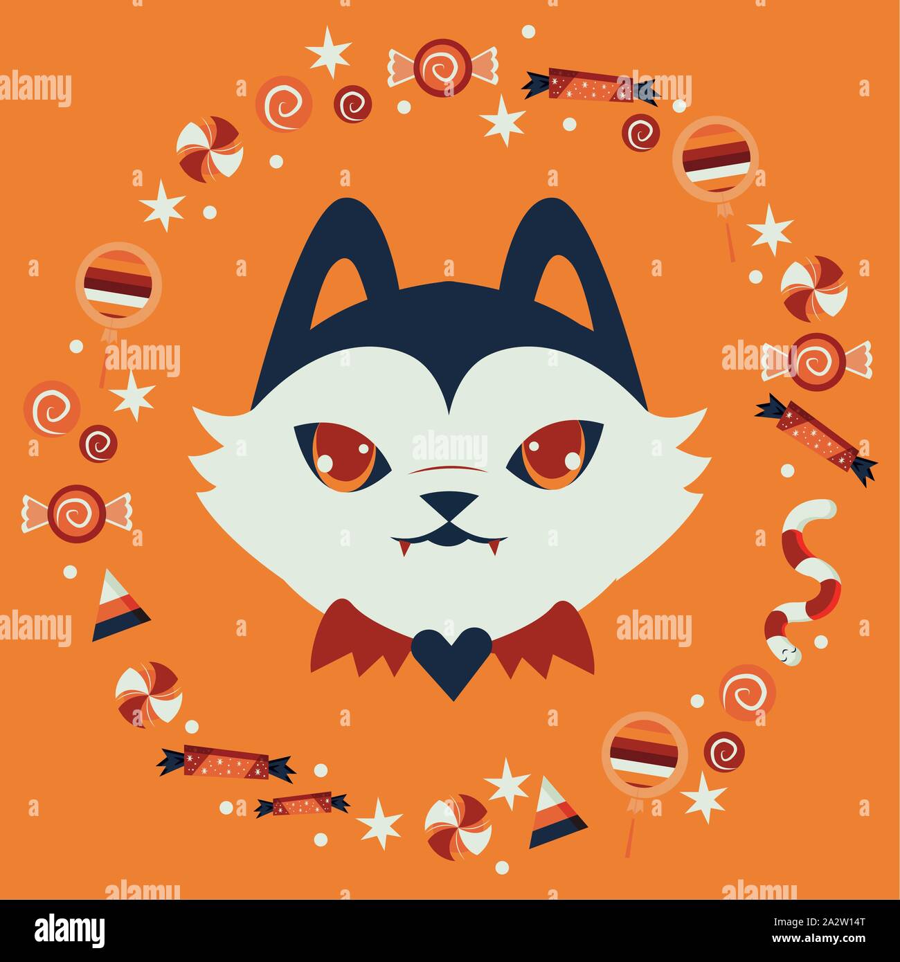 halloween cat head disguised of pumpkin character Stock Vector Image