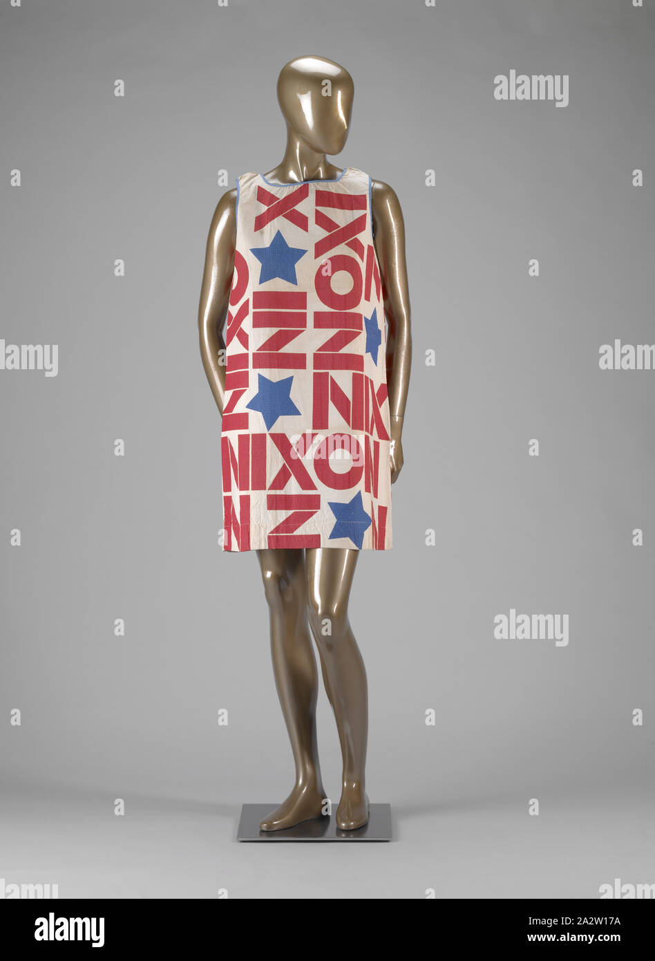 paper dress Nixon, Unknown, Designer, about 1968, paper screen printed,  36-3/8 x 21-1/4 in., Label: Waste Basket Boutique by Mars of Ashville,  N.C., Textile and Fashion Arts Stock Photo - Alamy