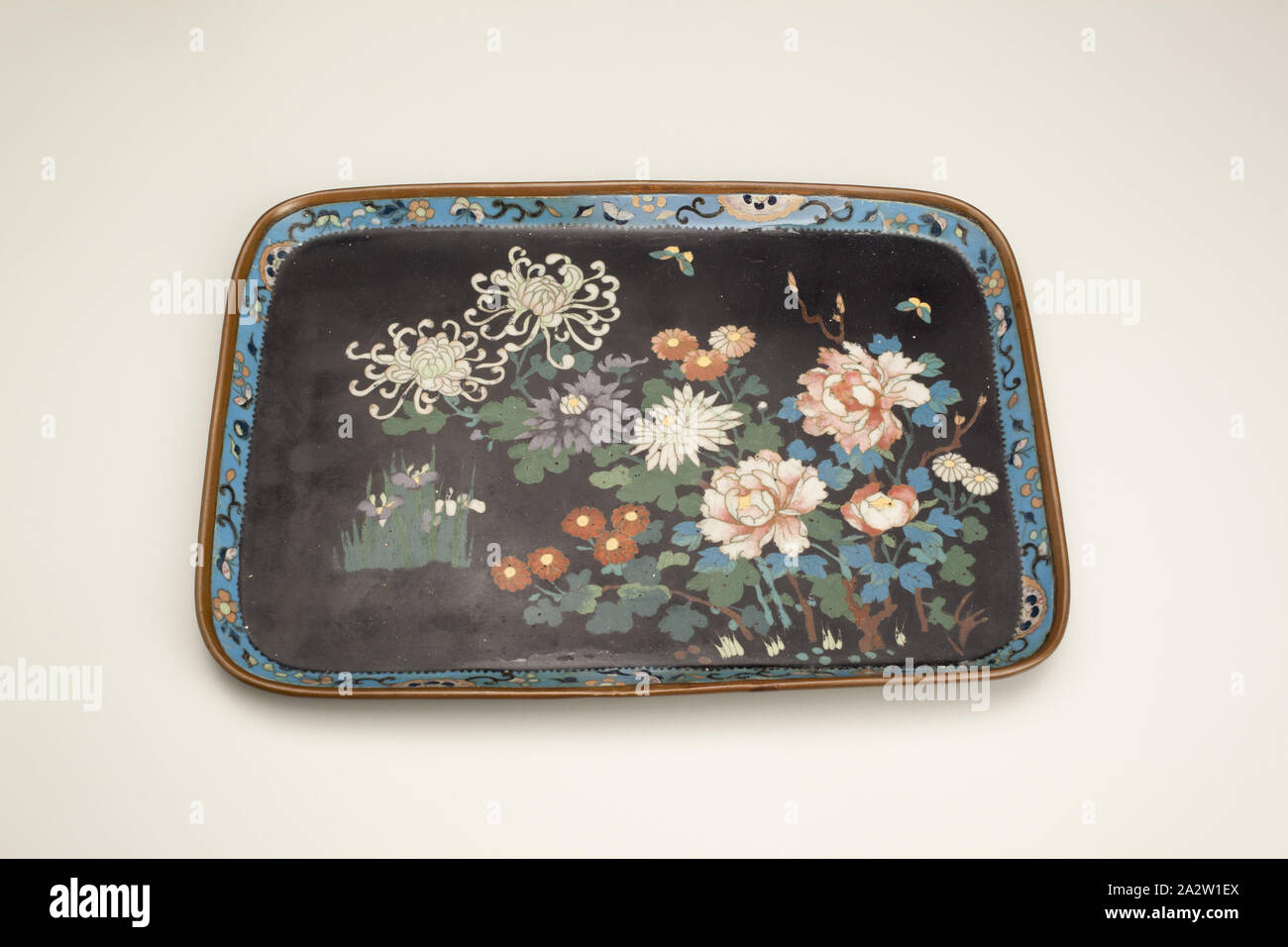 tray, Cloissone, 9-1/2 x 7 in., Asian Art Stock Photo