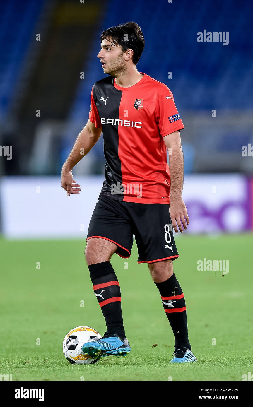 Rome, Italy. 03rd Oct, 2019. Clement Grenier of Rennes during the UEFA Europa League match between Lazio and Rennes at Stadio Olimpico, Rome, Italy on 3 October 2019. Credit: Giuseppe Maffia/Alamy Live News Stock Photo