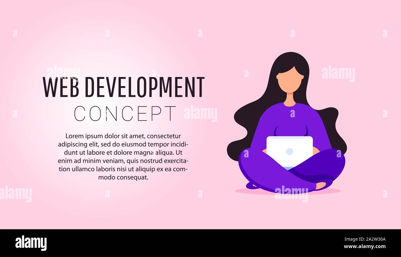 Web programming concept. Modern creative vector illustration of young ...