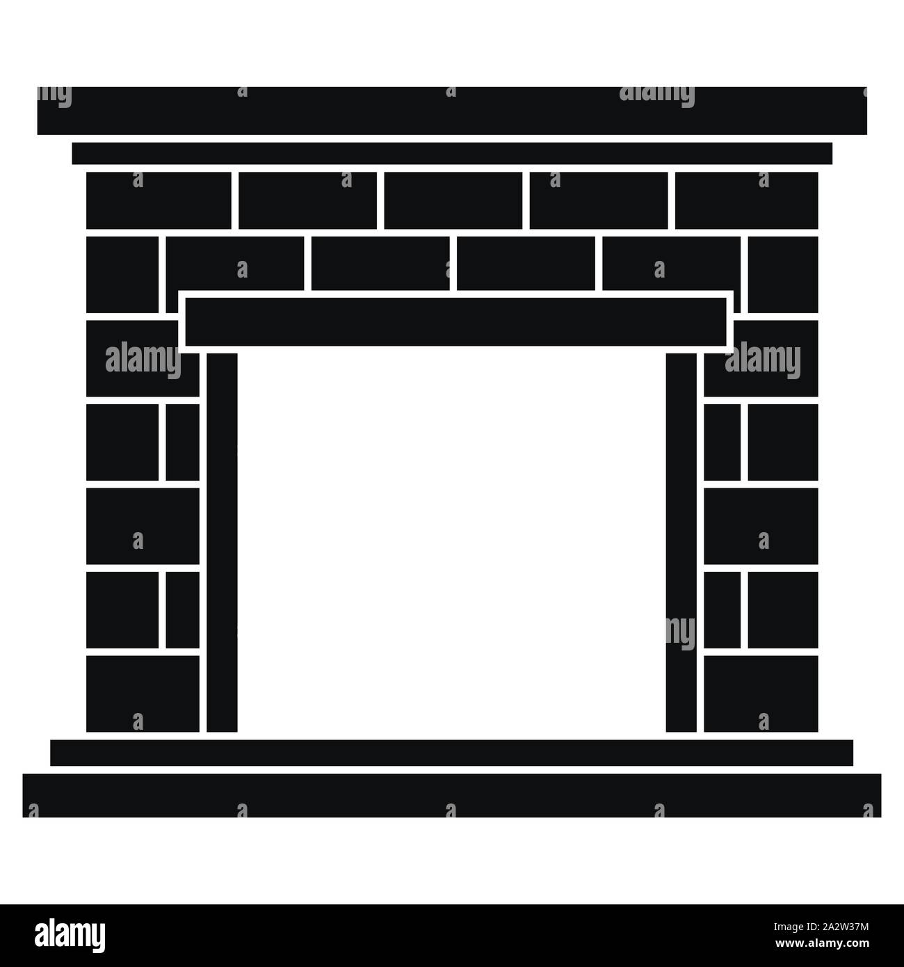 Black brick fireplace icon vector illustration isolated on white background. Stock Vector