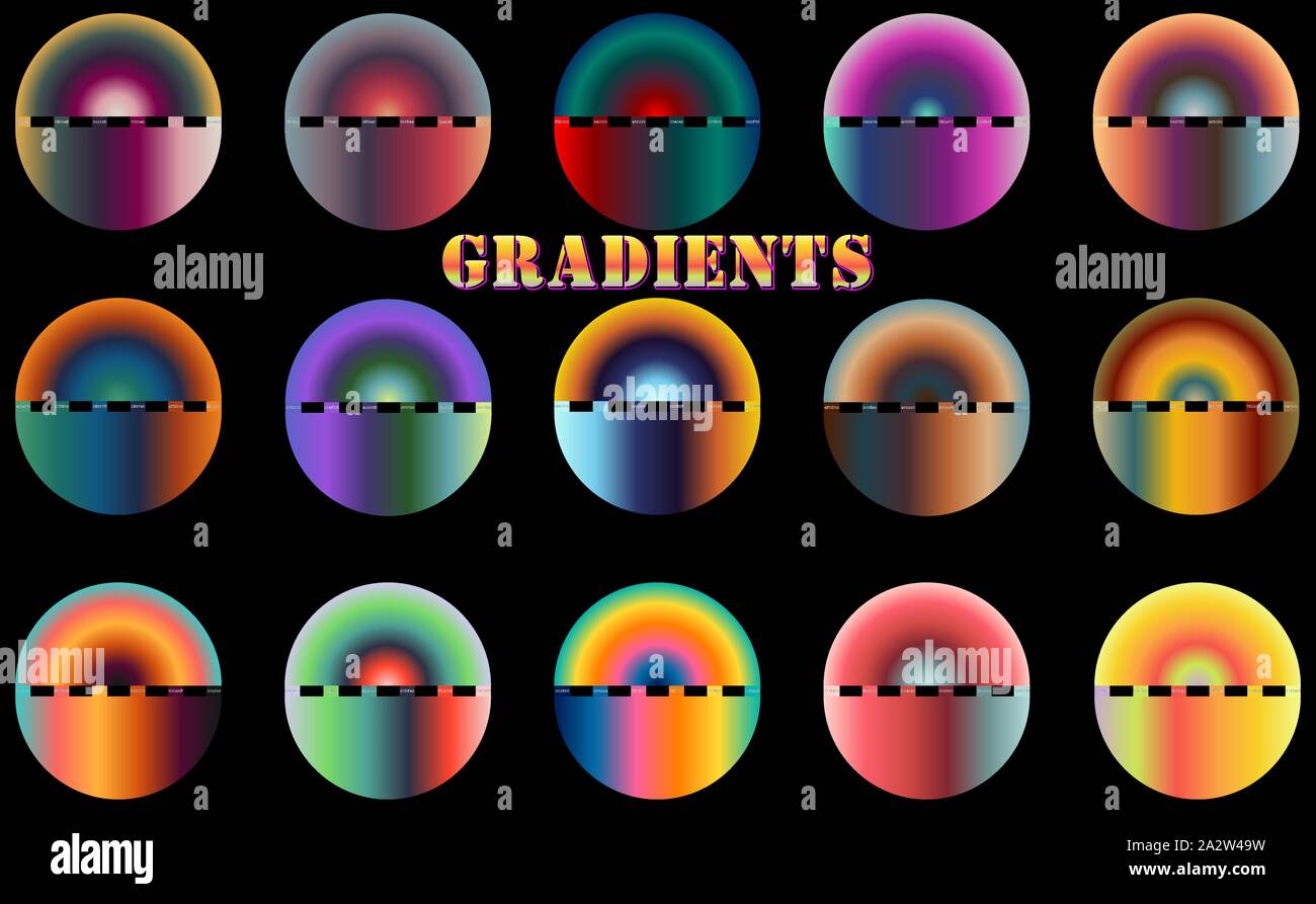 Gradients of 6 colors. Colorful gradients, blurry colors and bright ...