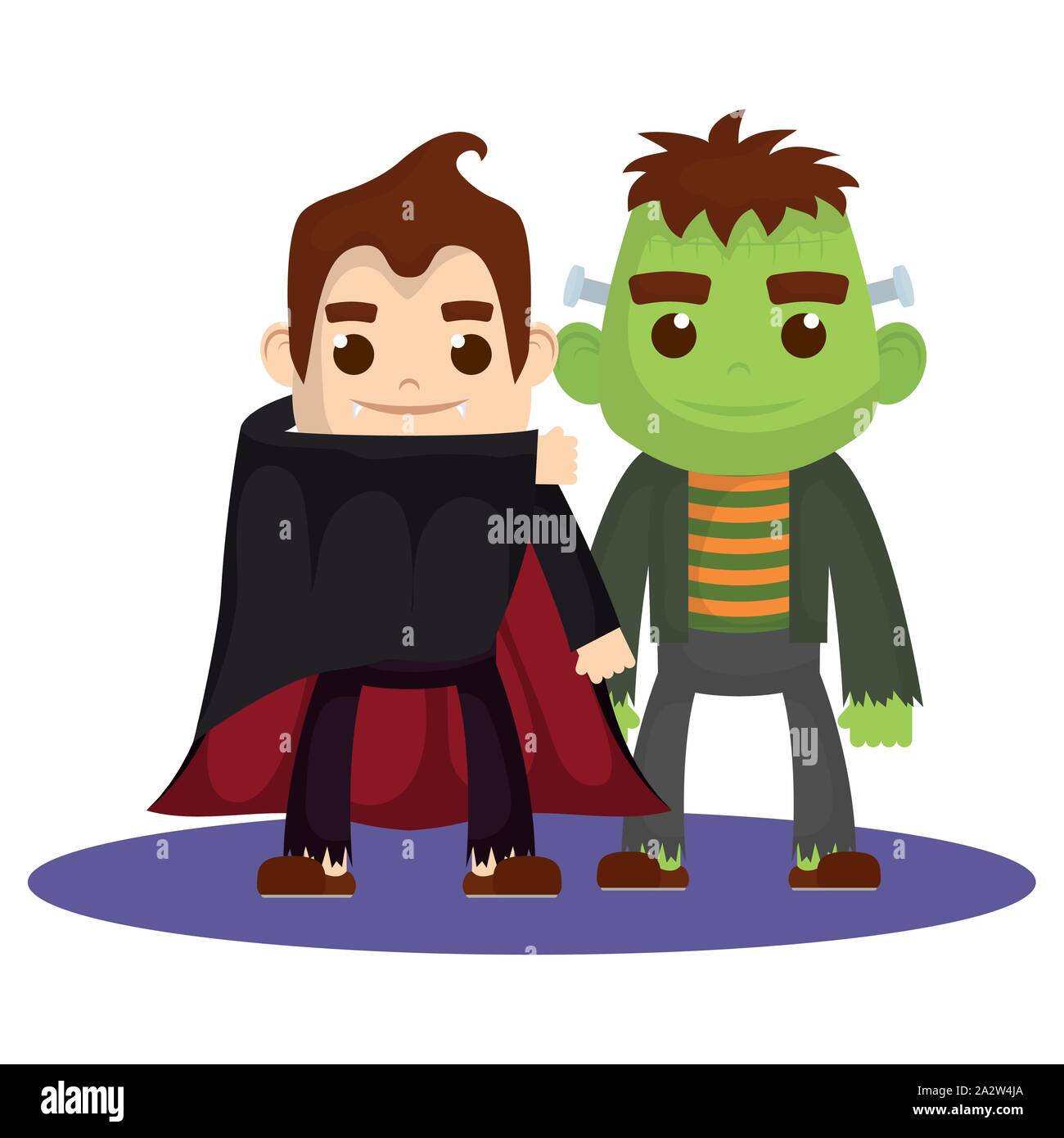 little kids with dracula and frankenstein costumes characters Stock ...