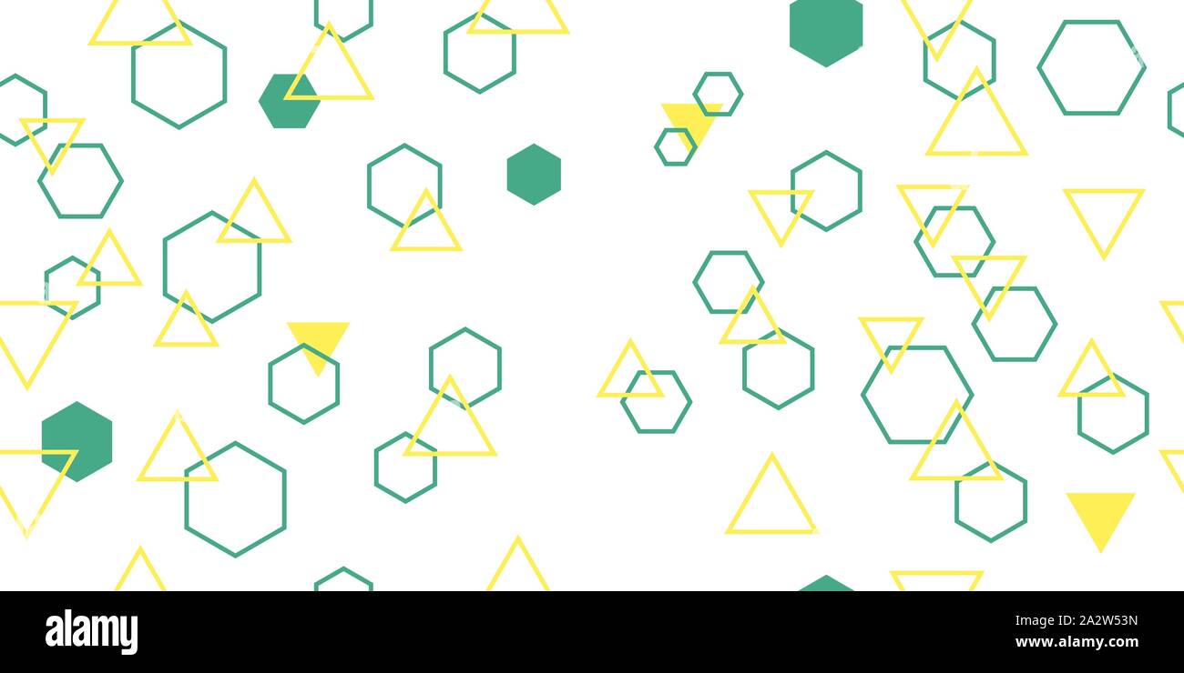 Seamless pattern from different poligons. Triangles and hexagons. Vector illustration. Isolated elements on a white background. Stock Vector