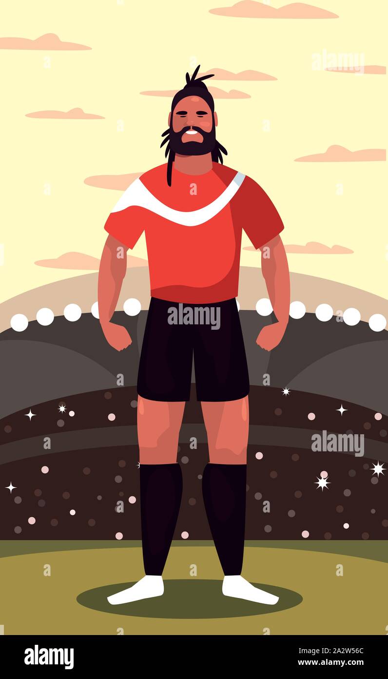 soccer player man standing in stadium vector illustration design Stock ...