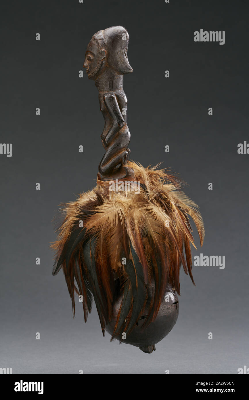 ritual rattle with human figure, Kusu, early 20th century, wood, gourd ...