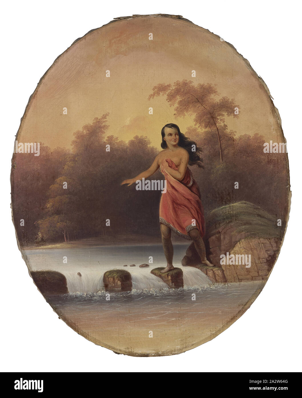 Spotted Fawn (Copy of The Chief's Daughter by John Gadsby Chapman), George Winter (American, born English, 1810-1876), After John Gadsby Chapman (American, 1808-1889), 1864, oil on canvas, 27 x 22 in. (canvas) 34-3/4 x 29-3/4 x 2-1/4 in. (framed), Inscribed, verso, l.c.: Painted by Geo: Winter,, Lafayette, Indiana., Presentend [sic.] by the Artist, to the Sanitary Fair,, Indianapolis 1864., American Painting and Sculpture to 1945 Stock Photo