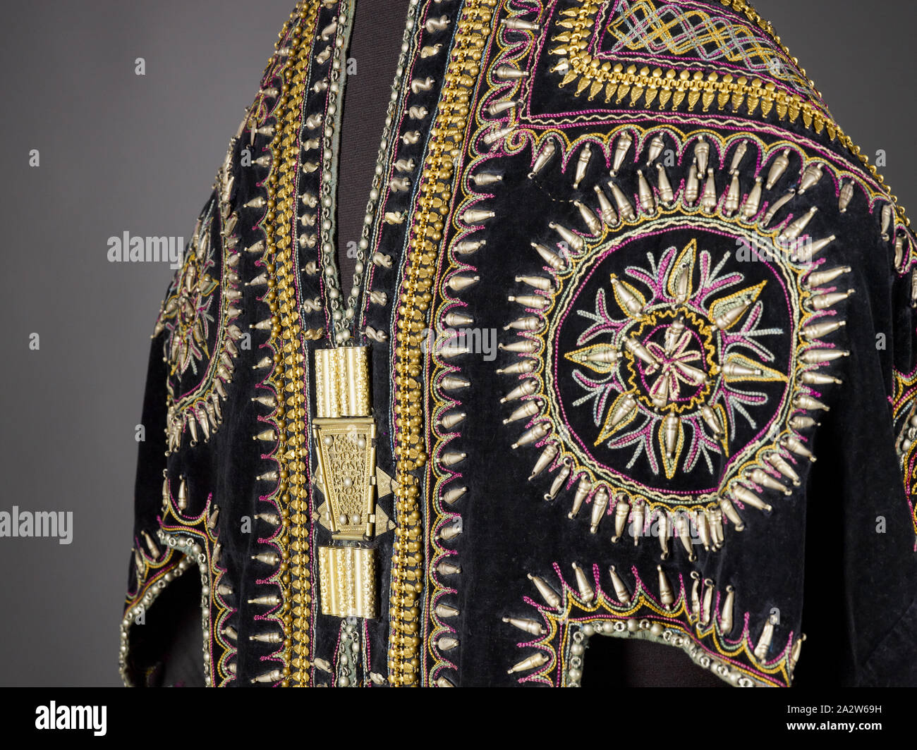 ceremonial tunic, Amharic people, early 1900s, silk velvet, metal ornaments, 37-1/2 x 63-1/2 in., Textile and Fashion Arts Stock Photo