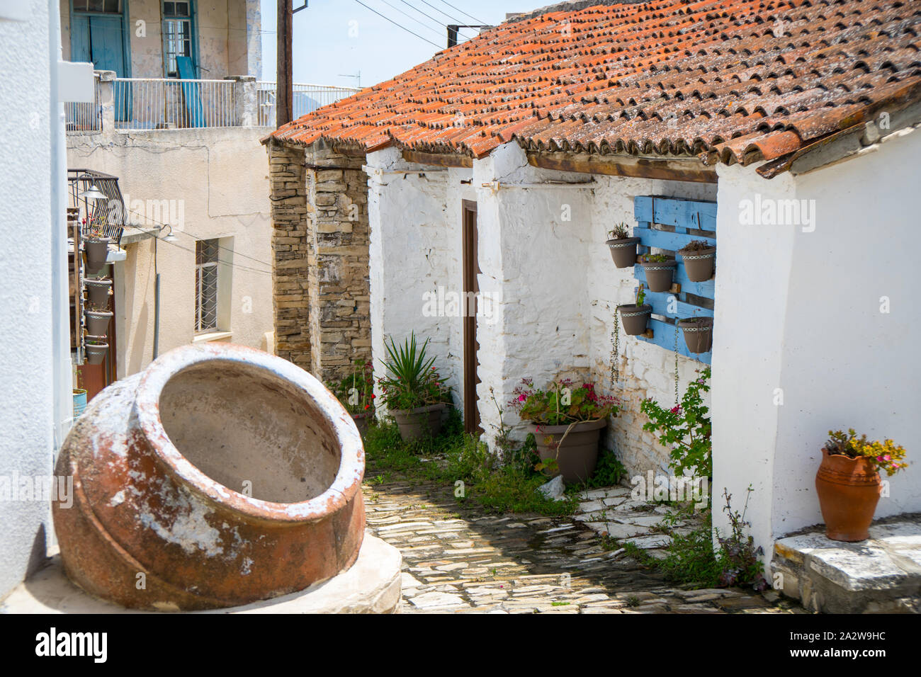 Old Village in Cyprus with historic buildings Stock Photo