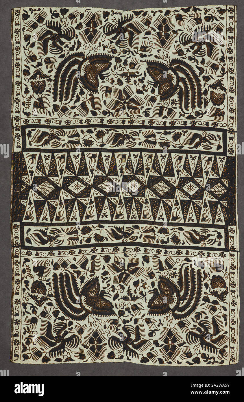 woman's hip wrapper (sarong), early 20th century, silk batik, 61 x 38 in., stamped:THE KIM H.N. DJOEWANA, Textile and Fashion Arts Stock Photo