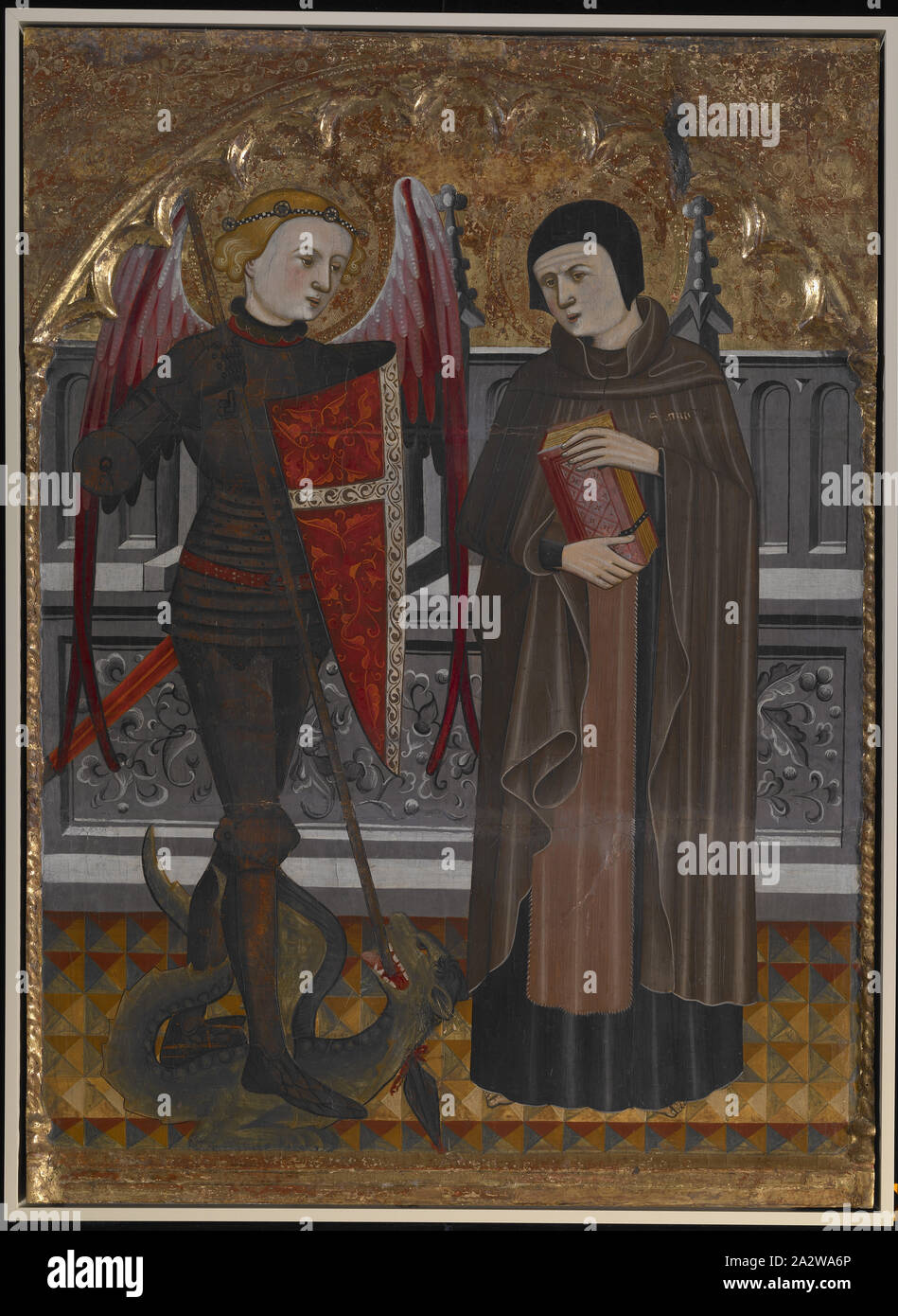 St. Michael and St. Amador, Pere Vall (Spanish, 1380-1480), about 1405, tempera and gold on wood, 35-1/2 x 26 in., European Painting and Sculpture Before 1800 Stock Photo