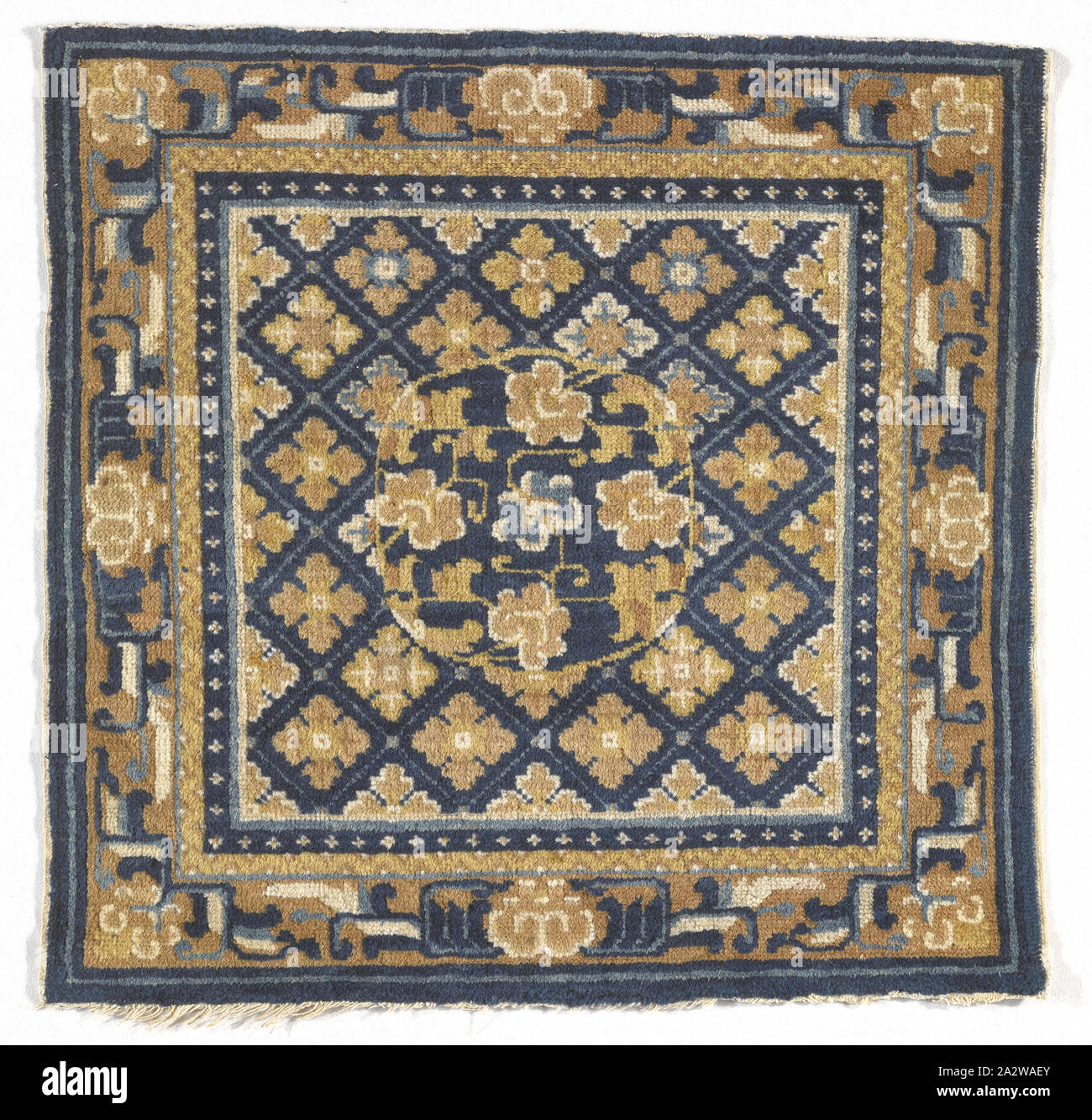 rug, 19th century, wool, cotton, 29 x 29-3/4 in., Textile and Fashion Arts Stock Photo