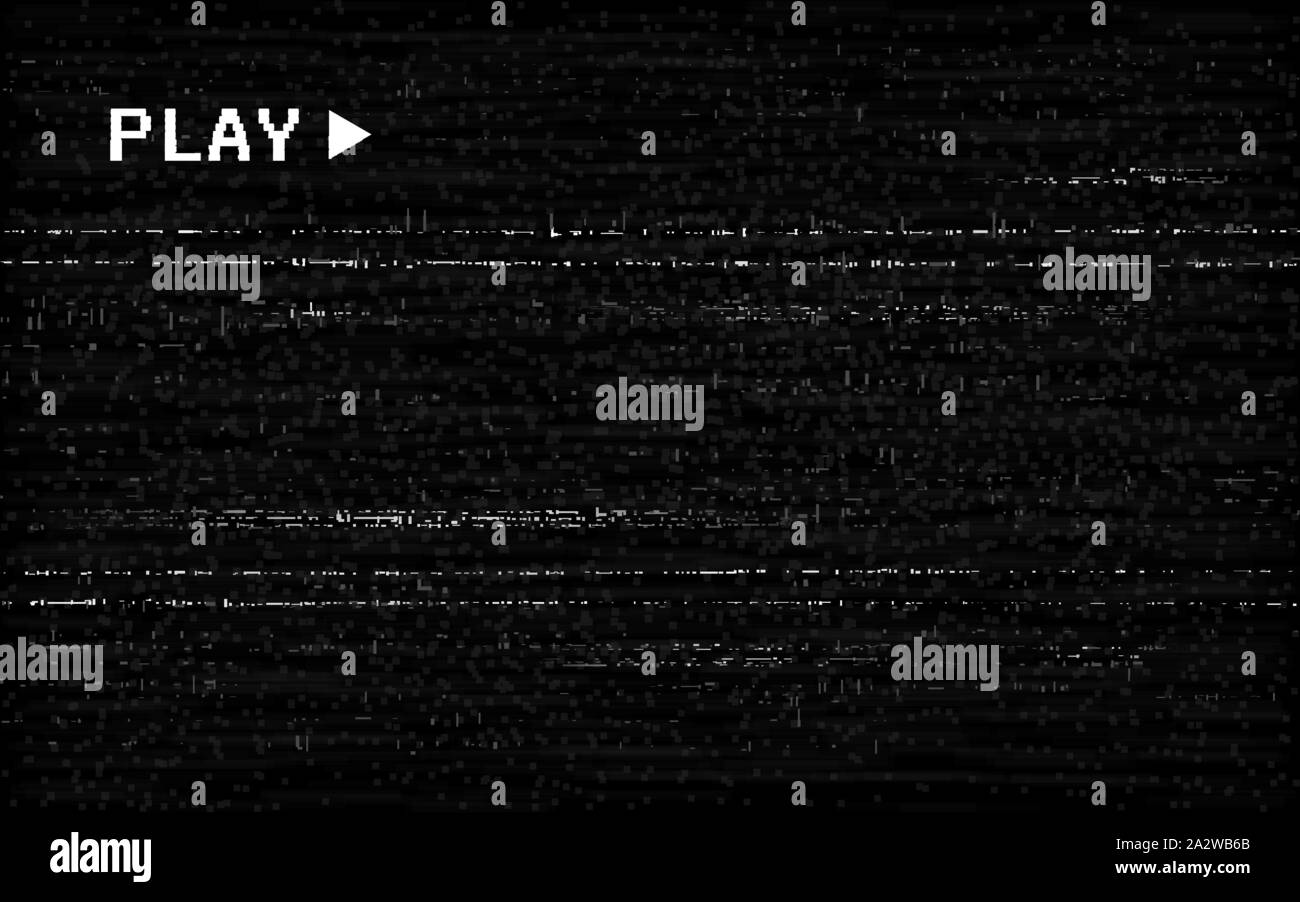 Glitch VHS effect. Old camera template. White horizontal lines on black  background. Video rewind texture. No signal concept. Random abstract  distortio Stock Vector Image & Art - Alamy